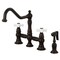 Kingston Brass KS3275PXBS Restoration 8" Bridge Kitchen Faucet W/ Sprayer, Bronze KS3275PXBS - alternate 1